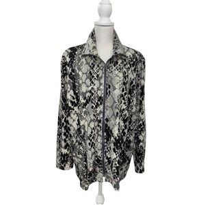 Ruby Rd. Women's Plus 22W Snakeskin Print Jacket Full‎ Zip Python Shimmer Artsy